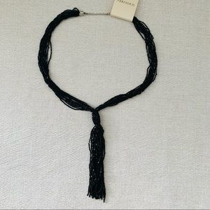 Beaded Necklace Lariat Black Multi Strand 20 in long